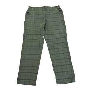 Sundance Sage Green Plaid Ankle Pants Womens Size 10 Linen Blend High Waist